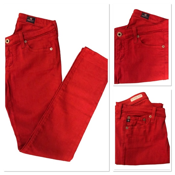 AG Red Adriano Goldschmied The Stevie Ankle Skinnny Leg Jeans 25R - Picture 5 of 8